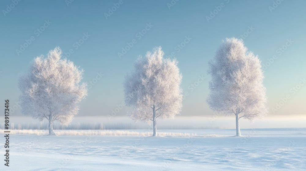 A cold winter morning with frost covering every surface, fog rolling in thick, the air icy and still A cold winter morning with frost covering every surface, fog rolling in thick, the air icy and still