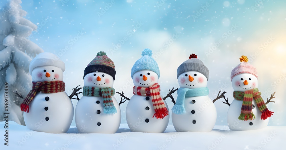 Smiling Snowmen Friends in Winter Wonderland Smiling Snowmen Friends in Winter Wonderland