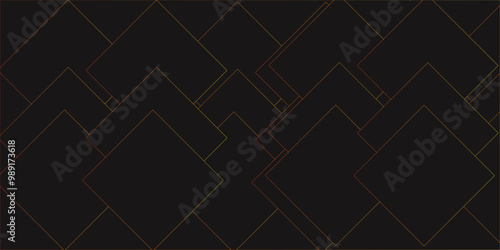 Golden color lines in black background. Random geometric lines, seamless patternvector illustration of geometric background for presentation design with realistic line wave geometric shape 

 photo