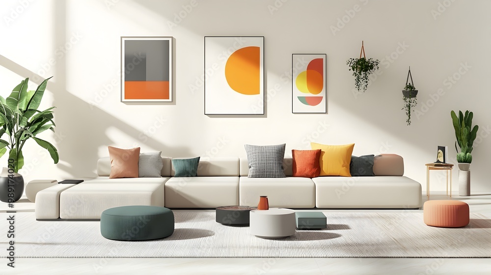 Sleek and modern living space design with a low profile modular sofa ...