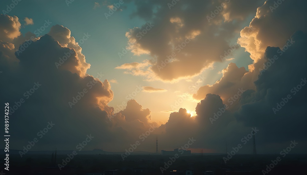 Obraz premium background with clouds sky digital art