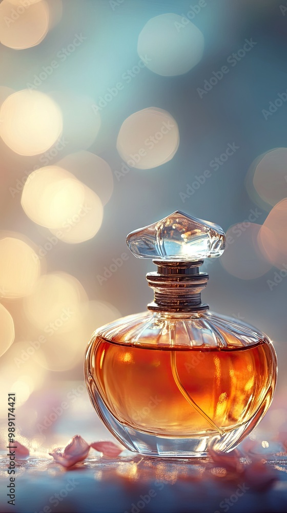 Elegant perfume bottle captured with soft bokeh lights, creating a luxurious and romantic ambiance for fragrance lovers. Elegant perfume bottle captured with soft bokeh lights, creating a luxurious and romantic ambiance for fragrance lovers.