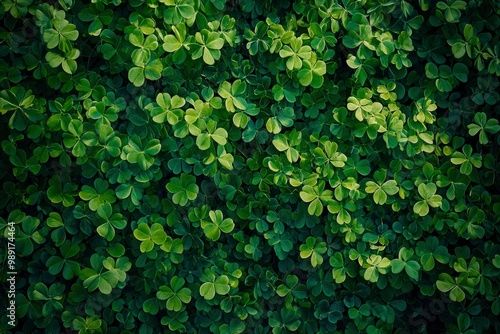 A Lush Patch of Vibrant Green Clover Leaves