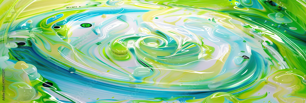 Fototapeta premium Pastel Soft Green and Powder Blue Swirls