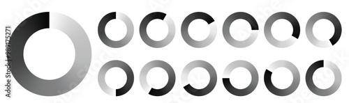 Round Progress Bar Icons, Circular Loaders, All Keyframes Frames Buffer Preloader for Download Upload, Animation GIF Ready at 12FPS