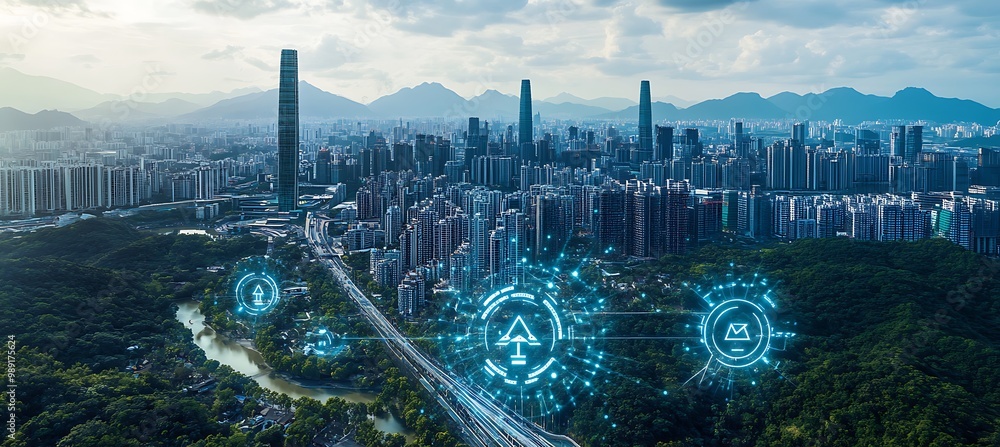 Card dedicated future of renewable energy in smart cities featuring a ...