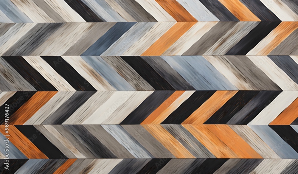 Obraz premium Colorful Herringbone Wood Pattern Background