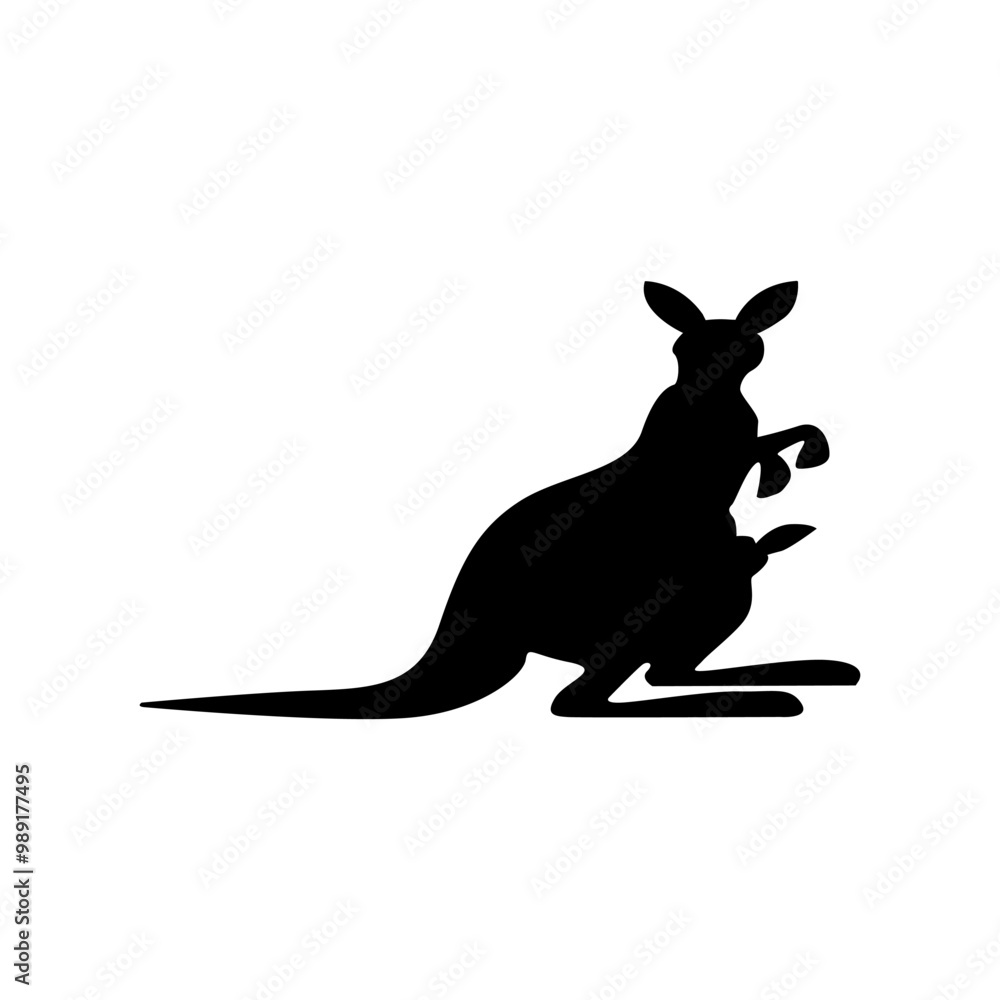 kangaroo silhouette on white background. kangaroo silhouette on white background.