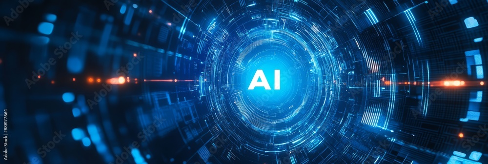 Obraz premium AI futuristic technology background vector. 
