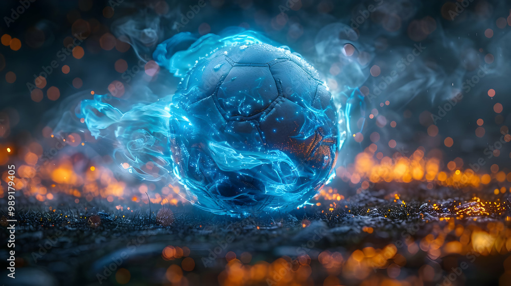 Blue Fire Soccer Ball Illustration Blue Fire Soccer Ball Illustration