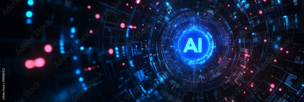 Fototapeta premium AI futuristic technology background vector. 