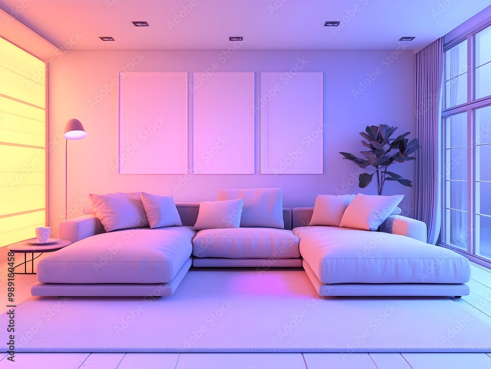 Cozy and Inviting Modern Living Room with a Large Comfortable Sectional Sofa and Minimalist Stylish Decor Cozy and Inviting Modern Living Room with a Large Comfortable Sectional Sofa and Minimalist Stylish Decor