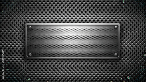 Abstract dark background of leaky plastic or metal sheet with realistic perforated design