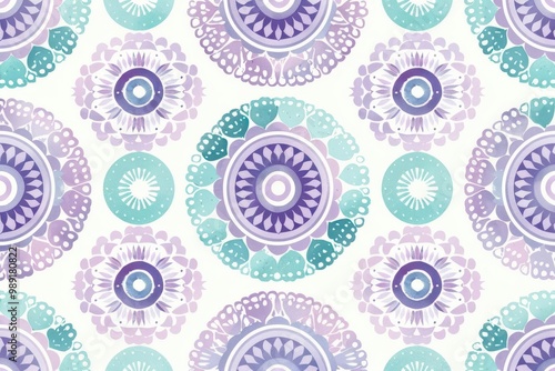 Tribal Aztec pattern using a soft pastel color scheme of lavender