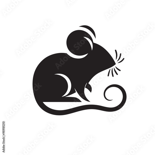 Rat vector silhouette. Rat mouse logo, icon sign isolated on white background.