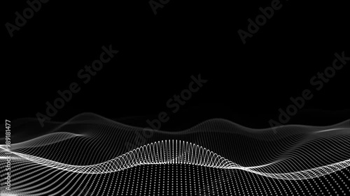 Abstract and technology dots white wave background loop . Dot pattern with halftone effect. abstract wave technology background with black color digital Dot background animation. 4k, 60fps,
