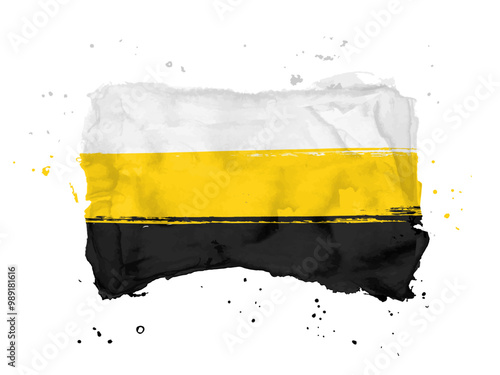 Flag of  Perak,  brush stroke background.  Flag State Perak of Malaysia on white background. Watercolor style for your design, app, UI.  EPS10. photo