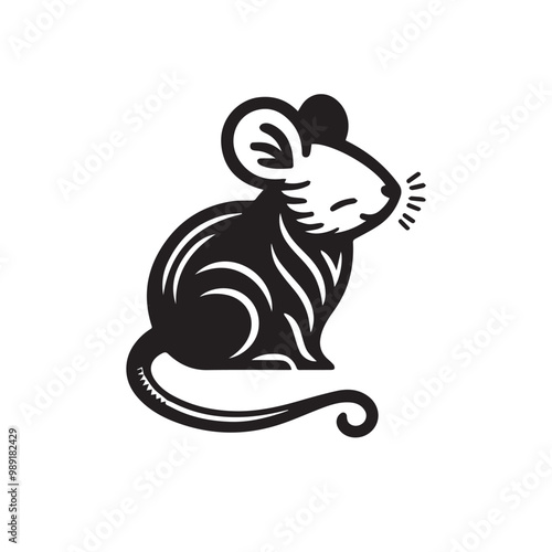 Rat vector silhouette. Rat mouse logo, icon sign isolated on white background.