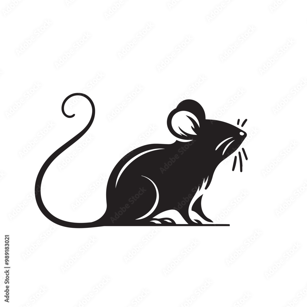 Obraz premium Rat vector silhouette. Rat mouse logo, icon sign isolated on white background.