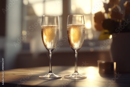 champagne in glasses, creating a warm and celebratory atmosphere