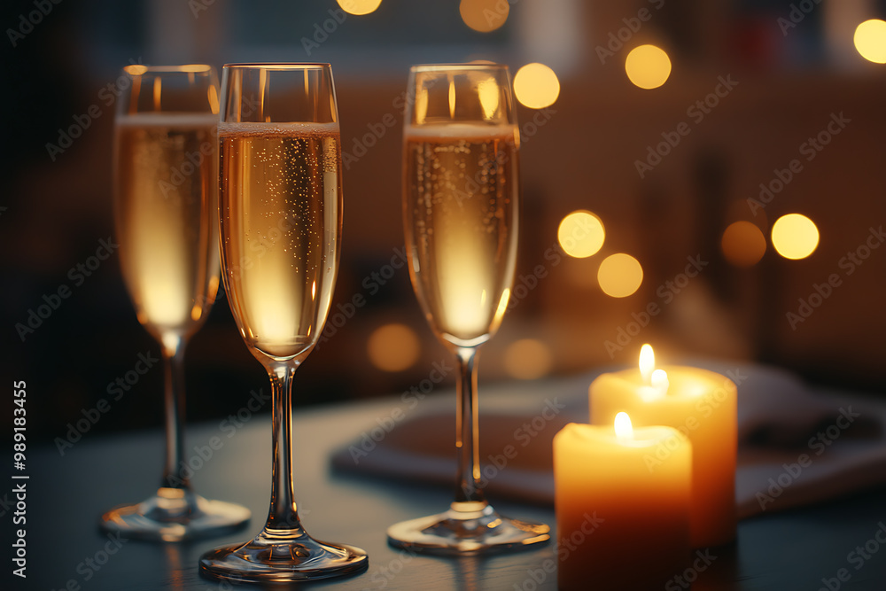champagne in glasses, creating a warm and celebratory atmosphere champagne in glasses, creating a warm and celebratory atmosphere
