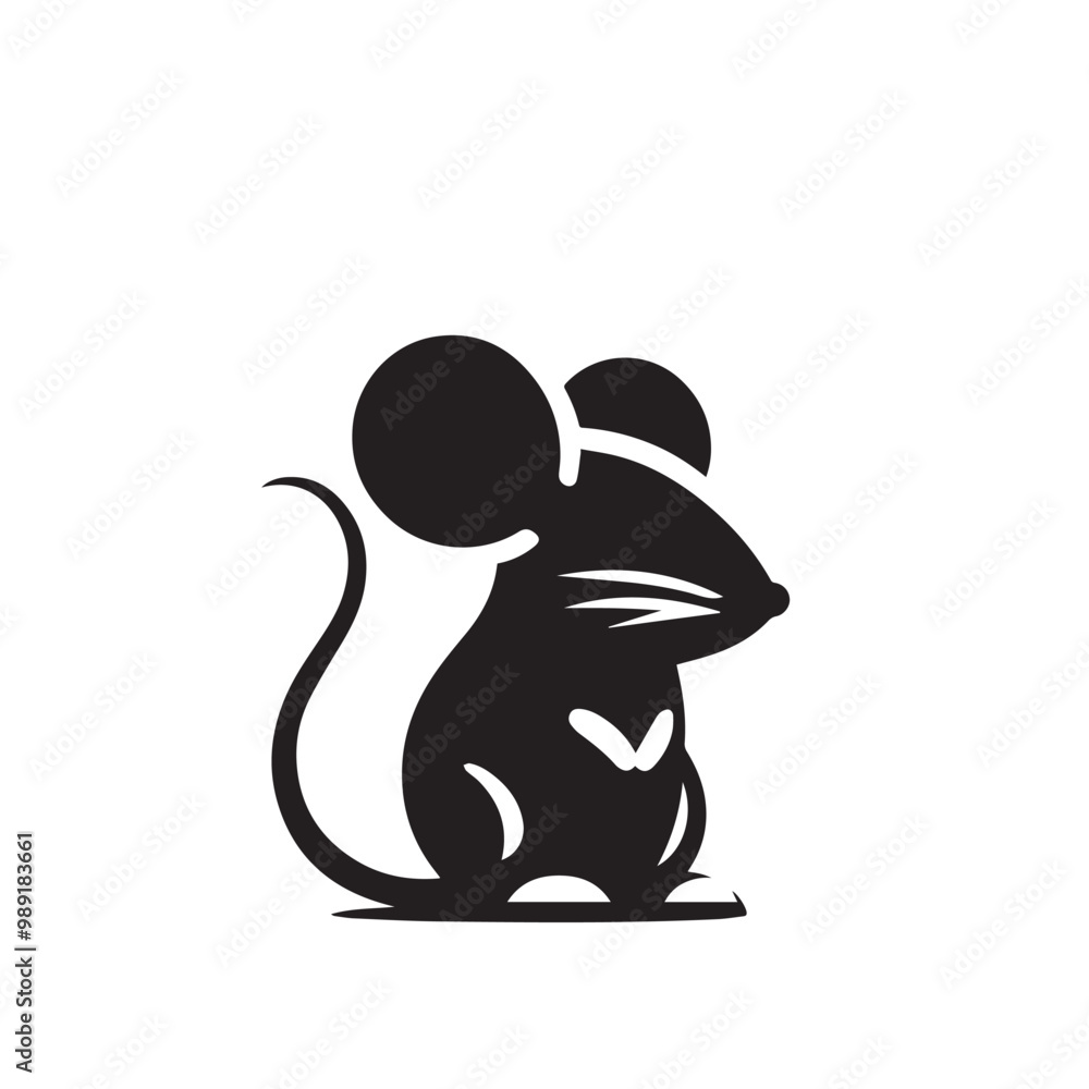 Rat vector silhouette. Rat mouse logo, icon sign isolated on white background. Rat vector silhouette. Rat mouse logo, icon sign isolated on white background.