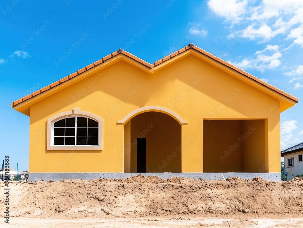 House under construction with exterior stucco being applied, creating a smooth finish, stucco application, exterior texture House under construction with exterior stucco being applied, creating a smooth finish, stucco application, exterior texture