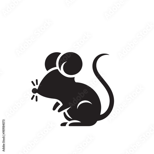 Rat vector silhouette. Rat mouse logo, icon sign isolated on white background.