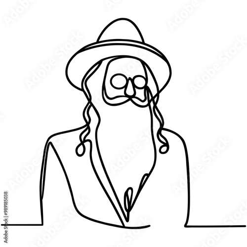 Fotografie Orthodox Jew. Rabbi, the man in the hat is a continuous line