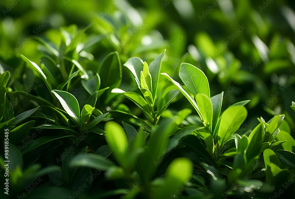 Fototapeta premium Vibrant Green Bush Close Up Top View