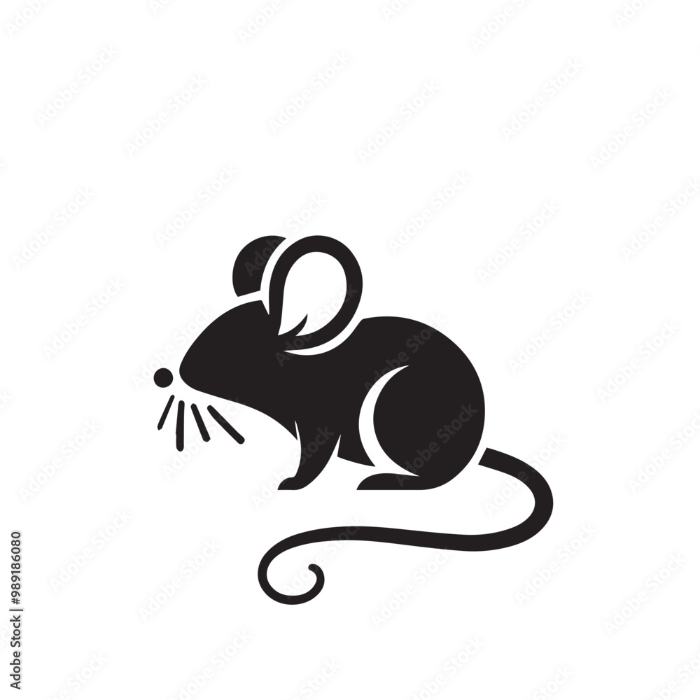 Rat vector silhouette. Rat mouse logo, icon sign isolated on white background. Rat vector silhouette. Rat mouse logo, icon sign isolated on white background.