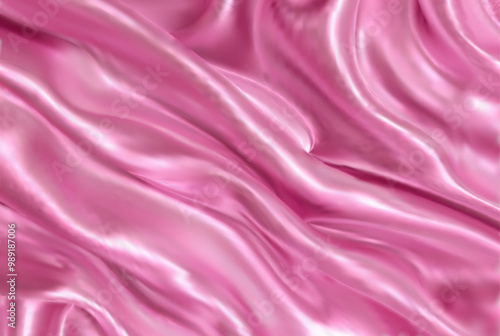 Realistic texture of pink silk background. Vector illustration mesh texture of fabric silk smooth waves and folds. Vector realistic illustration of satin cloth with smooth shiny texture wrinkled silky