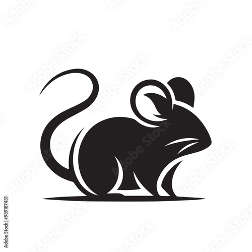 Rat vector silhouette. Rat mouse logo, icon sign isolated on white background.