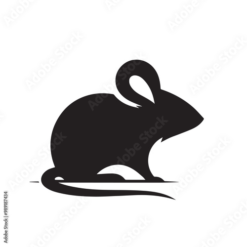 Rat vector silhouette. Rat mouse logo, icon sign isolated on white background.