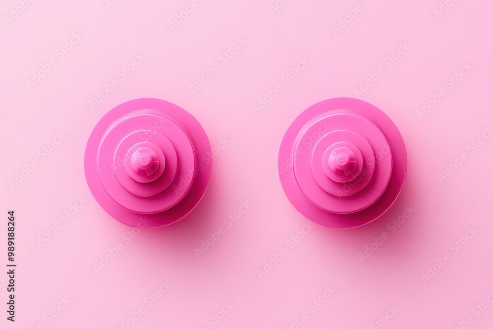 October is Breast Cancer Awareness Month. Two pink plastic construction set pieces October is Breast Cancer Awareness Month. Two pink plastic construction set pieces