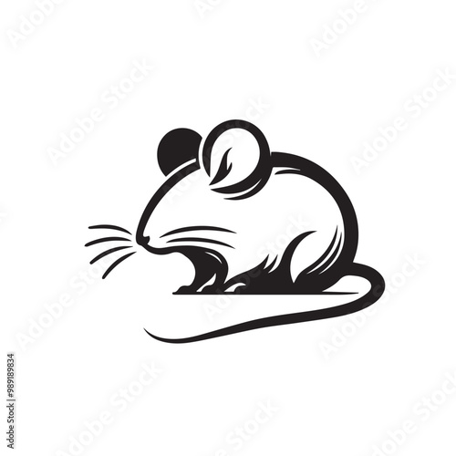 Rat vector silhouette. Rat mouse logo, icon sign isolated on white background.