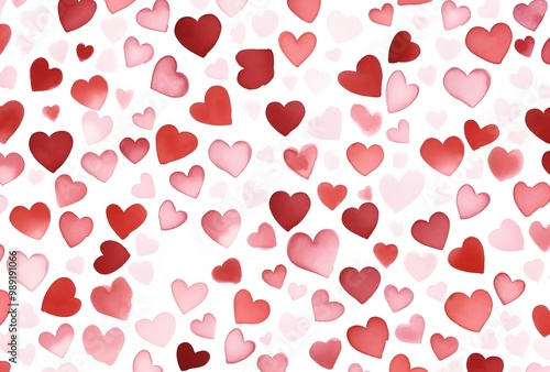 Wallpaper Mural Watercolor Hand-Drawn Hearts Pattern Torontodigital.ca