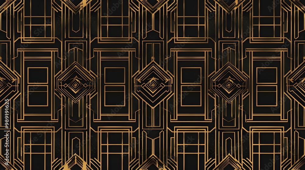 Art Deco Geometric Maze Pattern in Gold Art Deco Geometric Maze Pattern in Gold