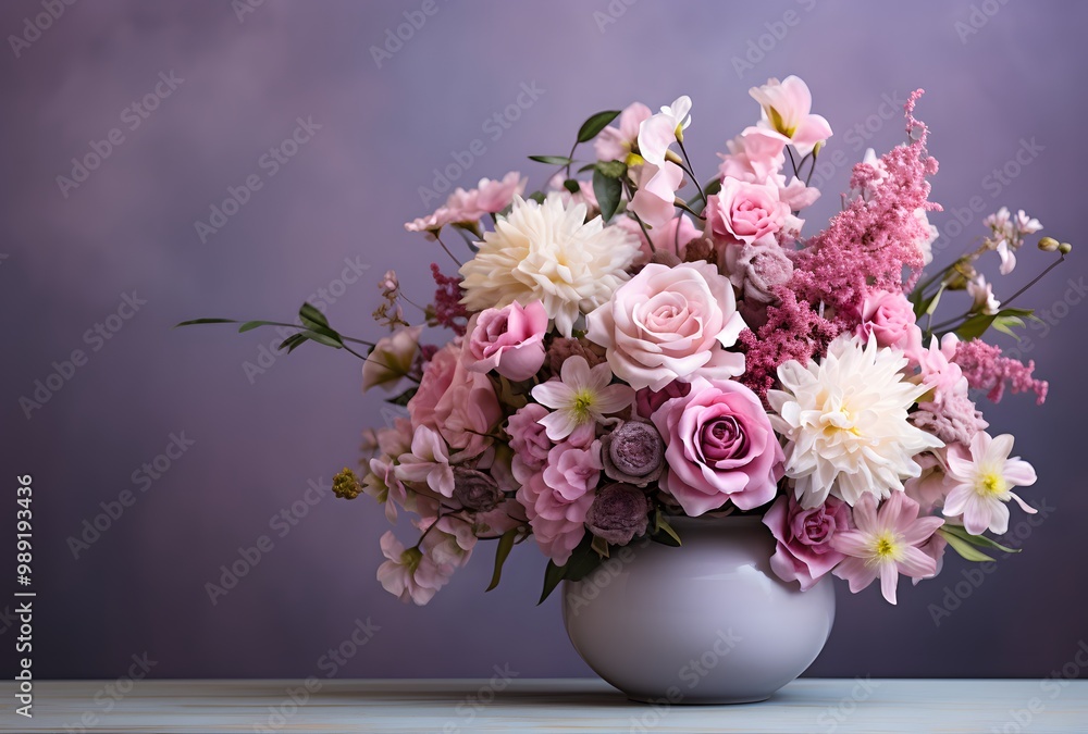 custom made wallpaper toronto digitalPink, Purple, White Flowers in Vase Still Life