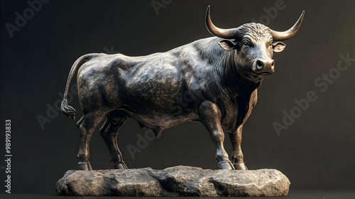 Bronze Bull Statue 3D Render