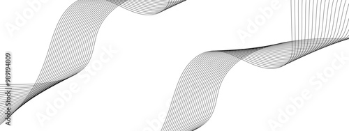 Abstract wavy grey stream element for design on transparent background isolated. Wavy white and grey lines background. Abstract business wave curve lines background. Vector illustration.