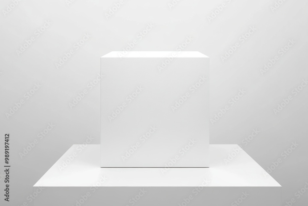 Minimalist white cube display on clean background Minimalist white cube display on clean background