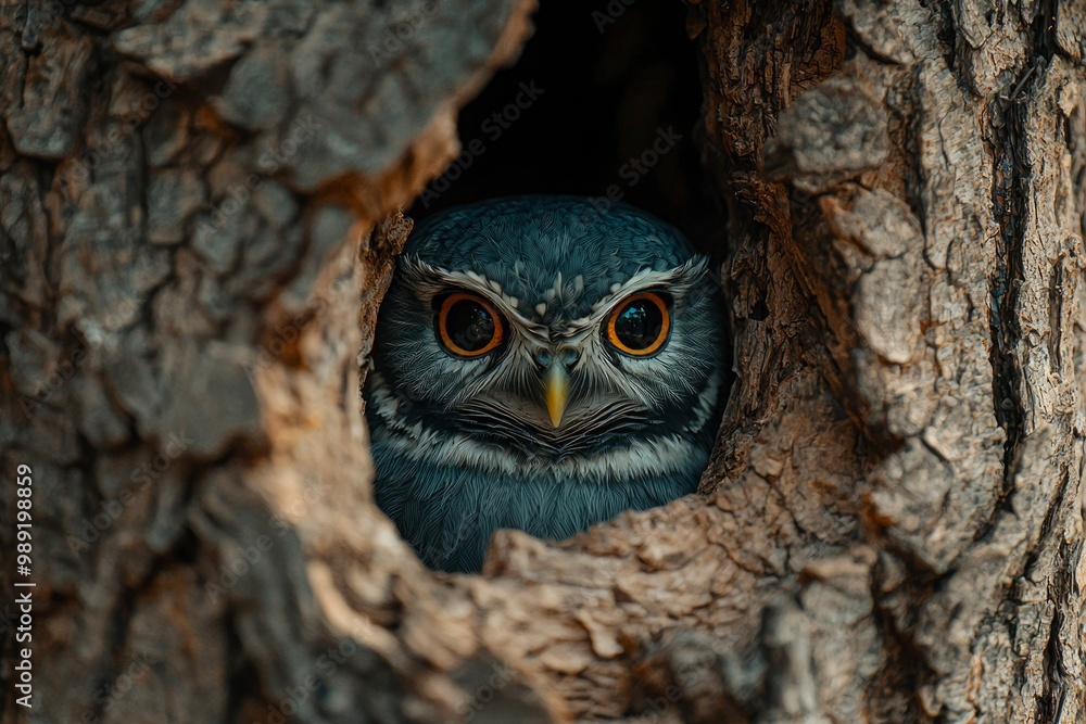A Curious Owl Peering From a Tree Cavity A Curious Owl Peering From a Tree Cavity
