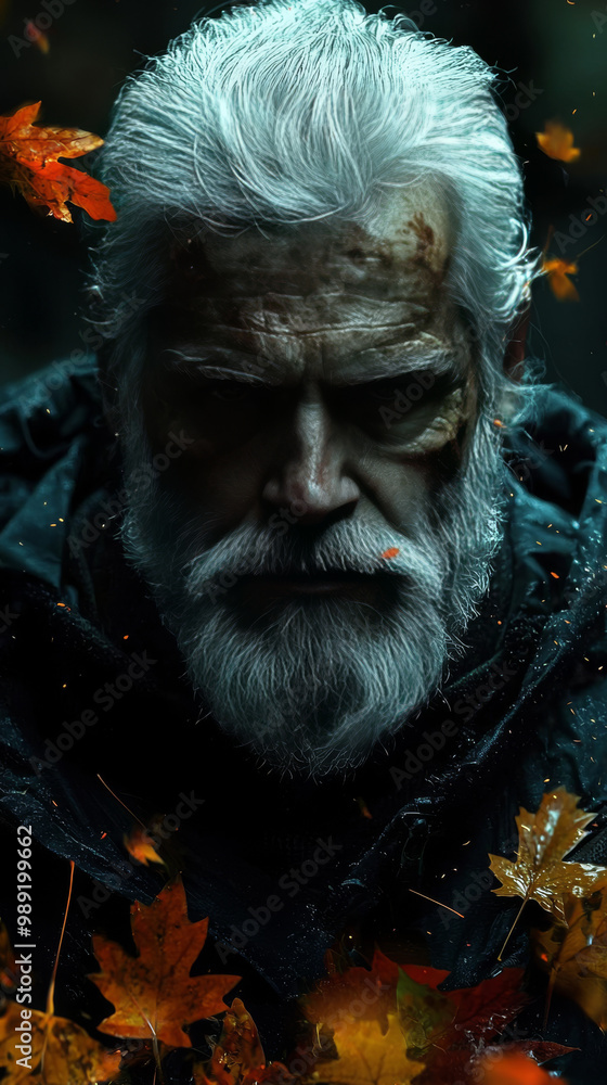 Close-up portrait of a weathered, older man with a gray beard and white hair. Close-up portrait of a weathered, older man with a gray beard and white hair.