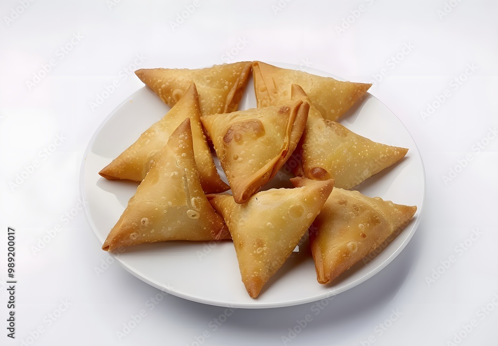 Crispy Fried Samosas on White Plate Crispy Fried Samosas on White Plate