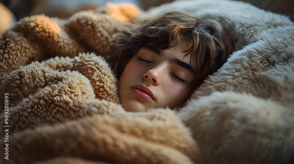 A peaceful child sleeping soundly, wrapped in a cozy blanket, creating a warm atmosphere of comfort and tranquility. A peaceful child sleeping soundly, wrapped in a cozy blanket, creating a warm atmosphere of comfort and tranquility.