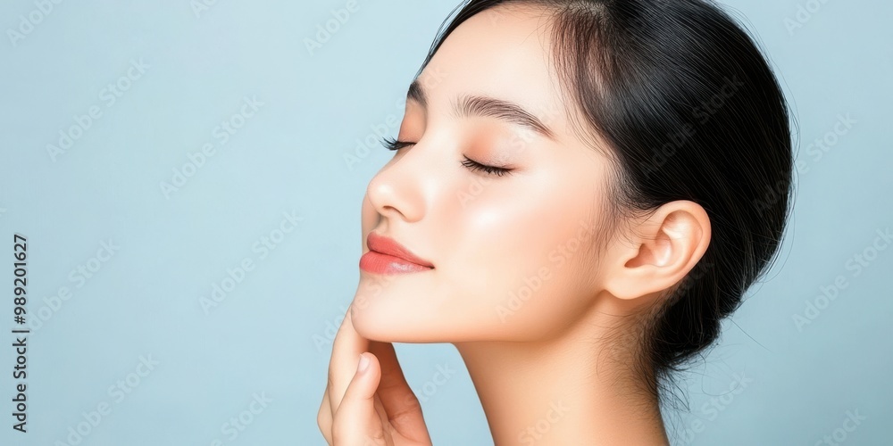 Fototapeta premium Beautiful Woman with Smooth Skin and Natural Makeup