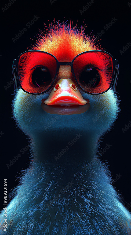 A cute duckling with red sunglasses A cute duckling with red sunglasses