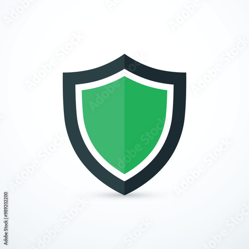 Green shield icon. Vector illustration