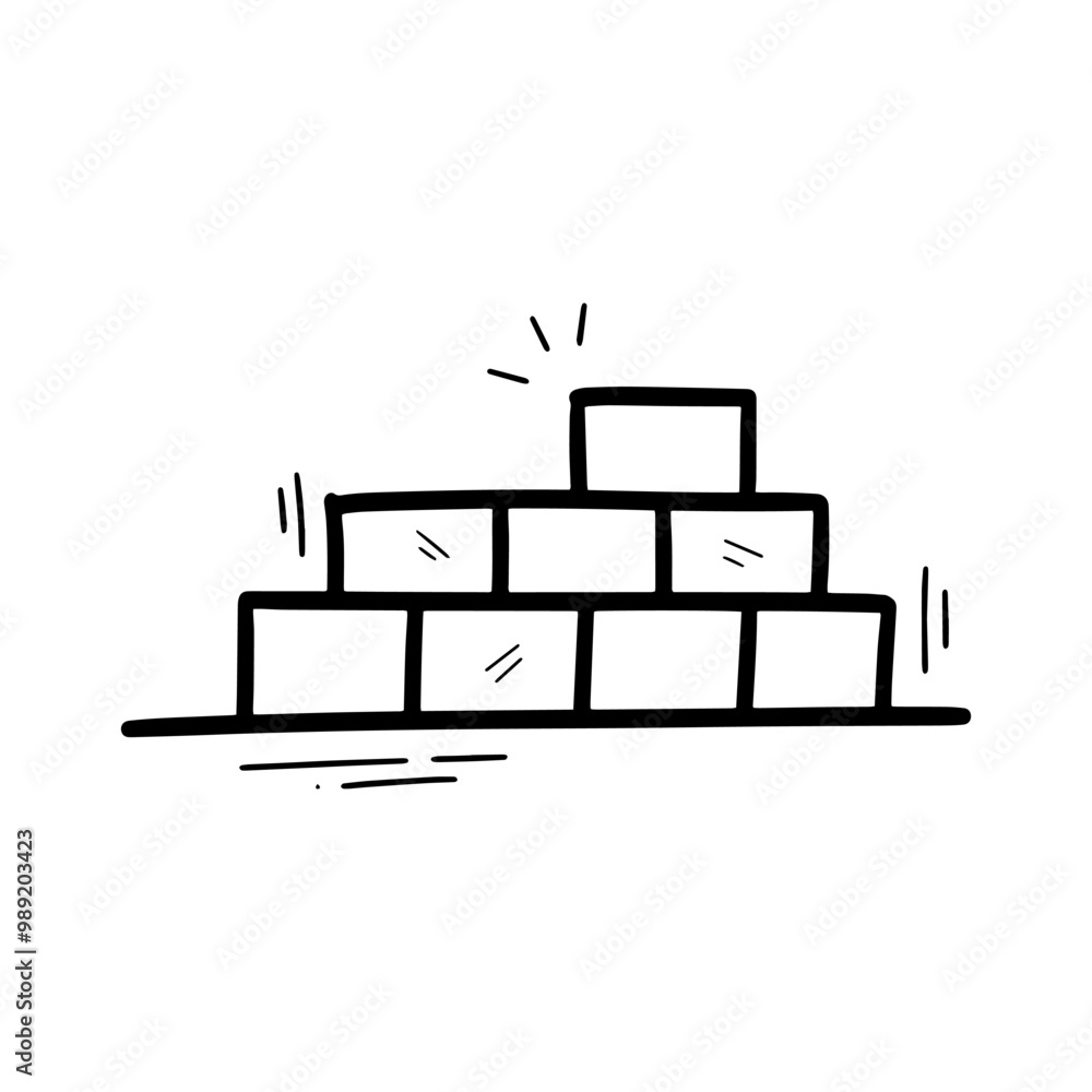 Hand Drawn Brick Wall Illustration. Doodle Vector. Isolated on White Background - EPS 10 Vector Hand Drawn Brick Wall Illustration. Doodle Vector. Isolated on White Background - EPS 10 Vector